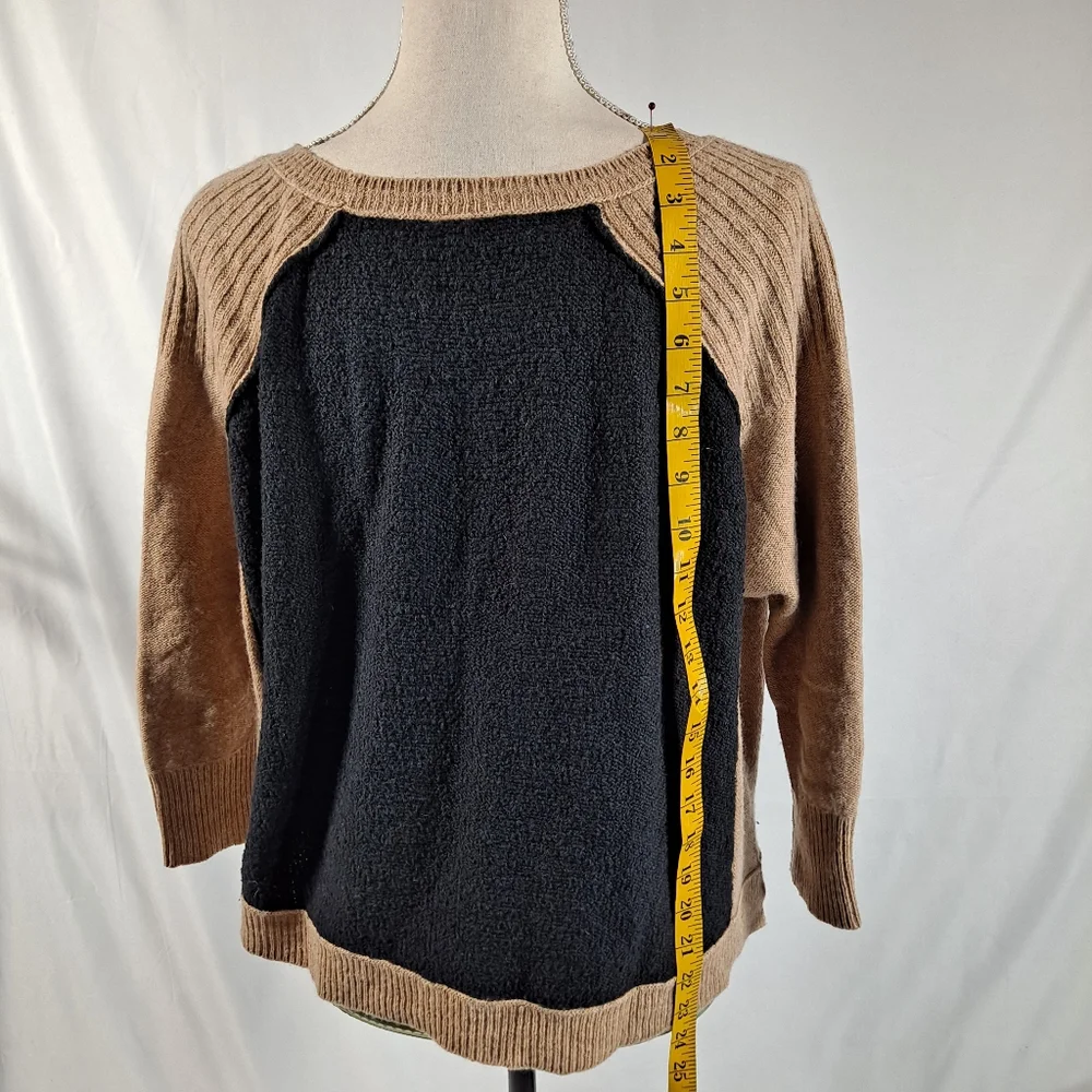 Free People Black And Brown Colorblock Sweater